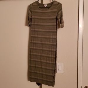 Green striped Lularoe Julia XS